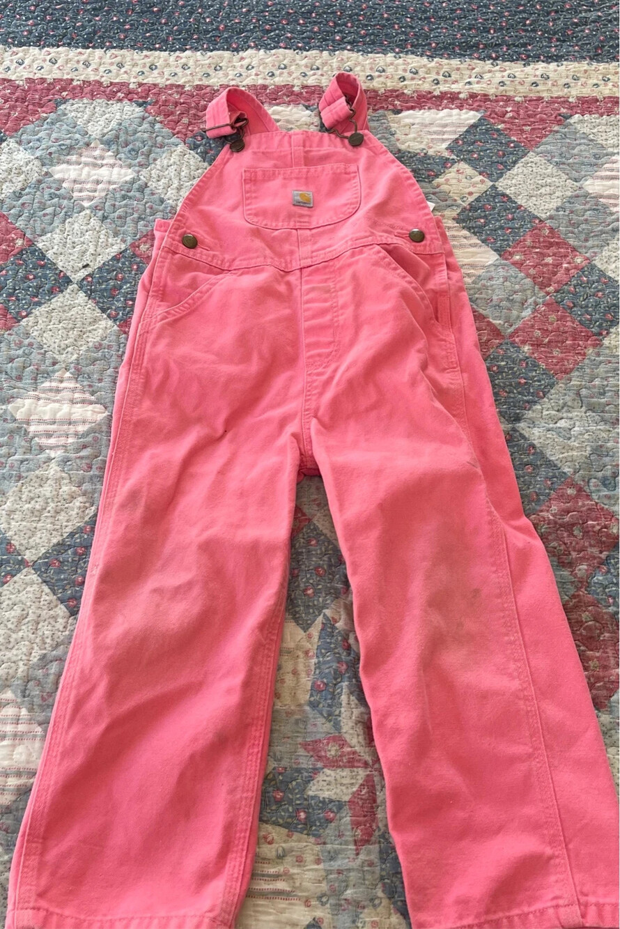 Carhartt Toddler Pink Canvas Bib Overalls Sz 4T Months Girls